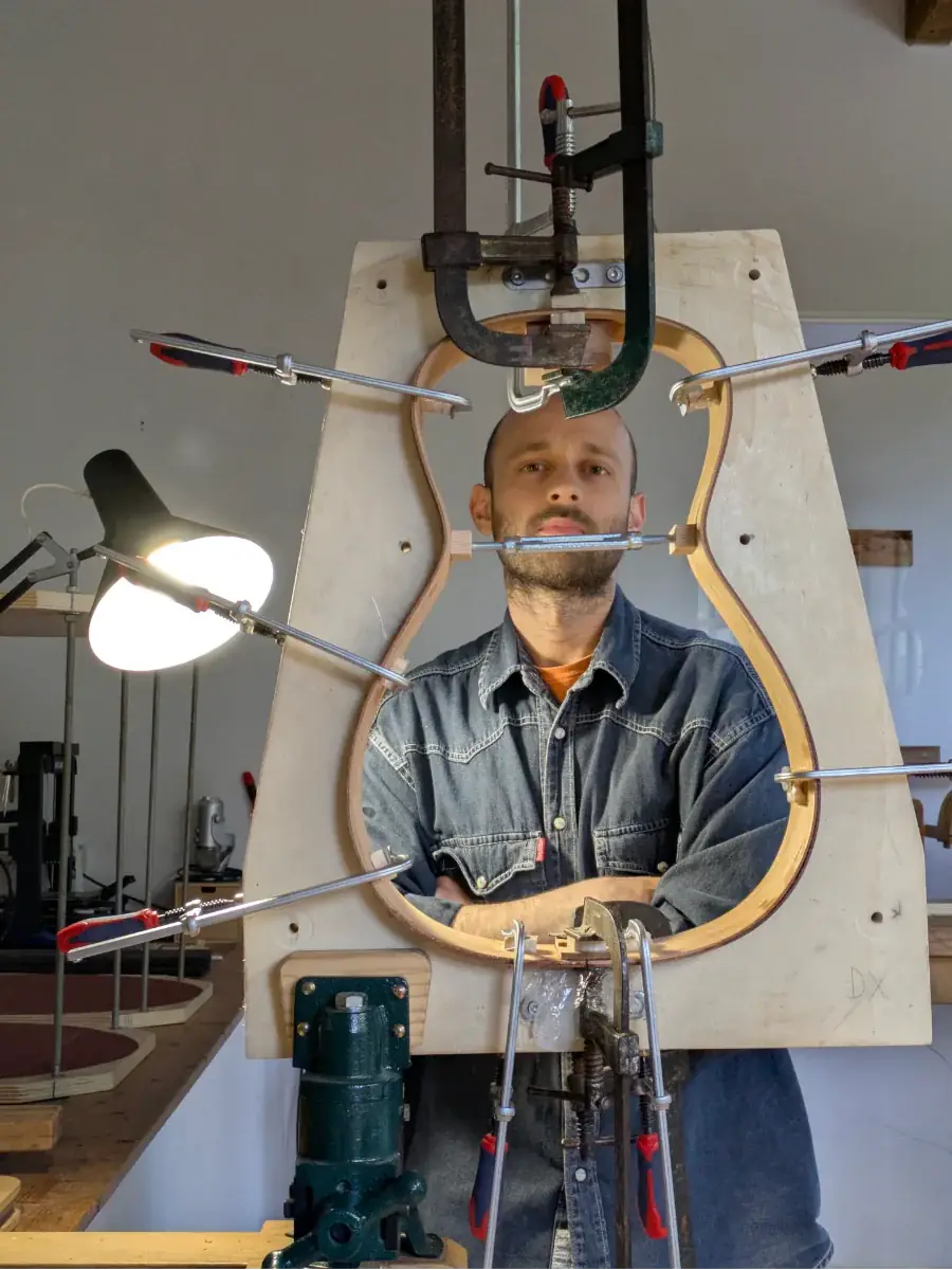 Luthier in workshop